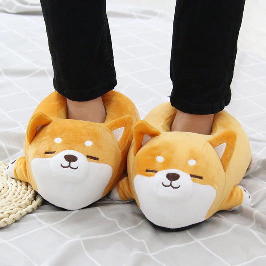 Funny Slipper 2021 Cute Soft Cute Lazy Shiba Inu Dog Slippers Animal Puppy Home Plush Cotton Shoes