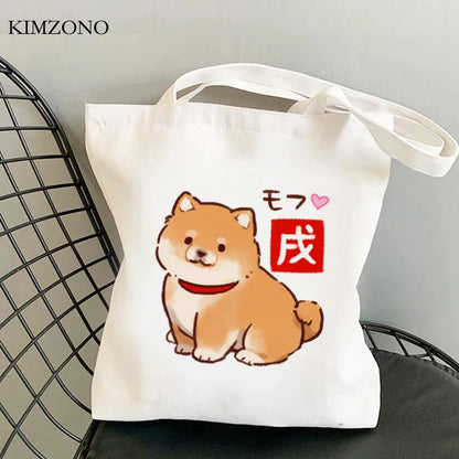 Shiba Inu shopping bag tote handbag shopping reusable shopper eco bag jute bolsas ecologicas woven grab