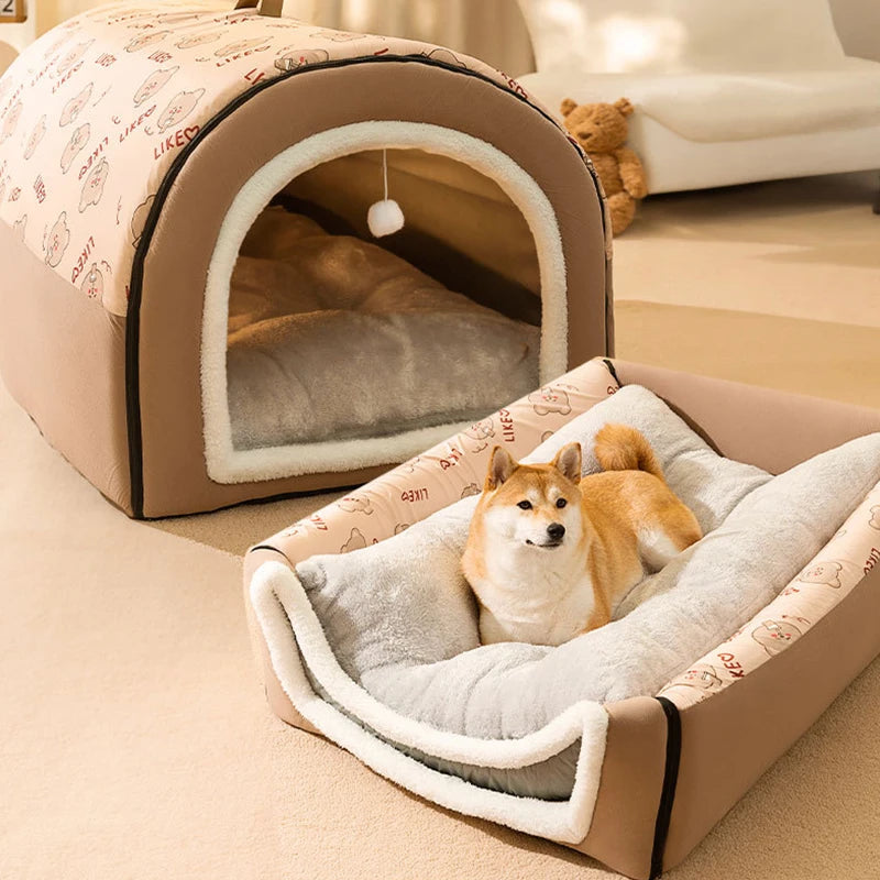 Big Dog Kennel Warm Winter Dog House Mat Detachable Washable Dog Bed Nest Deep Sleep Tent for Medium Large Dog House Supplies