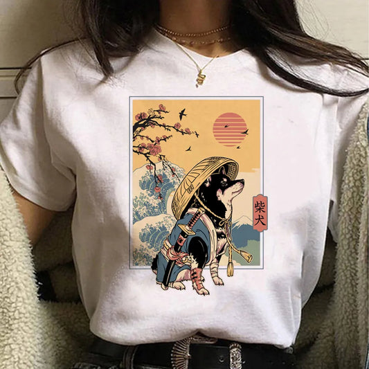 Shiba Inu tshirt women Japanese tshirt girl designer 2000s comic clothing